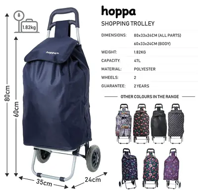 £19.99 • Buy Large Lightweight Wheeled Shopping Trolley Push Cart Luggage Bag With Wheels New