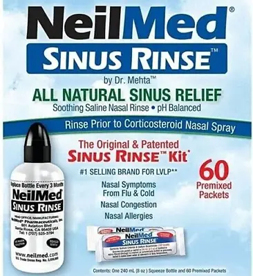 NeilMed Sinus Rinse 60 Sachets And 240ml Bottle Kit • £14.99