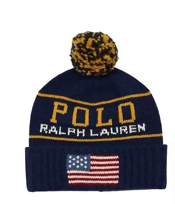 Polo Ralph Lauren Men's Bold Flag Beanie US Flag Navy One Size • $39.95