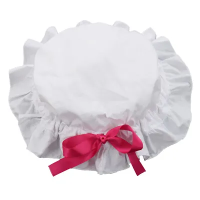 Victorian Girl Bowknot White MOP Hat Colonial Maid Pionner Carnival Dress Bonnet • $8.99