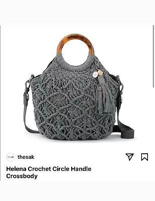 The Sak Purse Boho Hellen Crochet Macrame Bracelet Bag Gray • $25.99