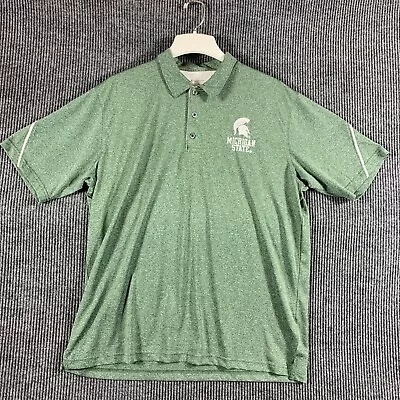Champion Michigan State Spartan Shirt Mens XL Green Golf Polo Embroidered MSU • $11.95