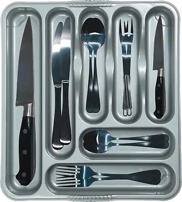 £8.29 • Buy Plastic Kitchen Cutlery Tray Organiser Rack Holder Drawer Insert Tidy - Silver
