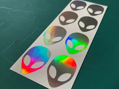 Rainbow Holographic ALIEN HEAD (Extra Small) Car Laptop Ufo Stickers Decals • £3.99