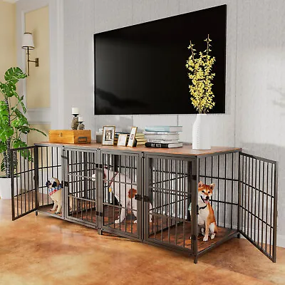 BingoPaw Heavy Duty Wooden Dog Crate Large Cage Puppy Kennel End Table Furniture • £169.90