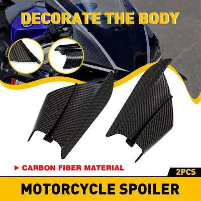 2Pcs Carbon Fiber Motorcycle Winglet Side Spoiler Air Deflector Wing Accessories • $22.99