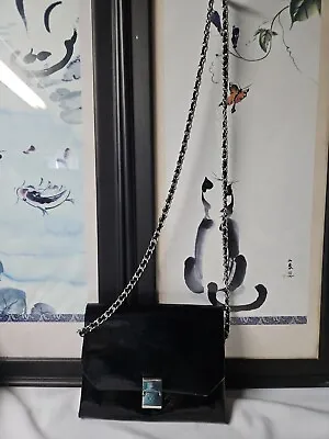 $18.74 • Buy Zara Patent Leather Crossbody Clutch Slim Bag Black