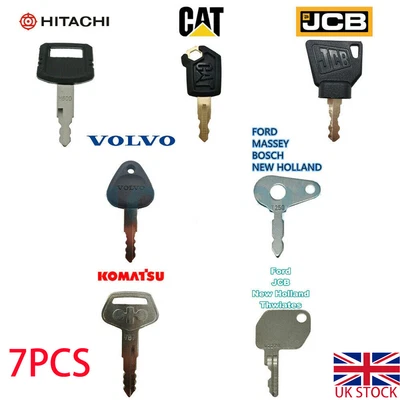 £7.09 • Buy 7 Master Plant Key Excavator Dumper JCB Komatsu Volvo Thwaites CAT Hitachi Lucas