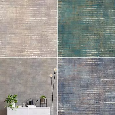 Grandeco Urban Stripe Wallpaper Industrial Metallic Textured Wall - Choose Color • £2.99