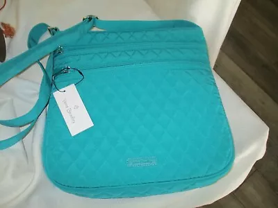 Vera Bradley  Handbag Messenger Nwt $88 Turquoise Solid Blue Triple Zip Hipster • $49.99