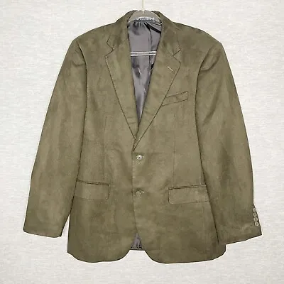 DOCKERS Faux Suede Sport Coat Jacket Blazer Mens Size 40R Green Olive Army 40 • $32.99