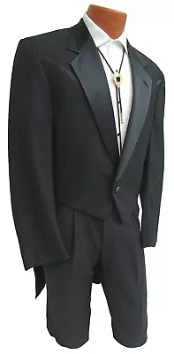 Men's Black Western Style Tuxedo Tailcoat Full Dress White Tie Wedding 37L • $50