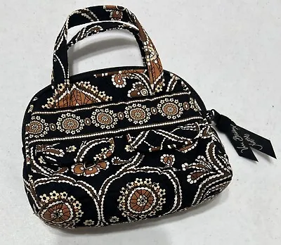 Vera Bradley Caffe Latte Audrey Zip COSMETIC BAG Mini Bowler 6x5x2.5 Handbag • $12.99