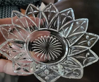 Vintage Amber Glass Starburst Sunflower Petal Candy Dish Plate Bowl  CE • $19.90