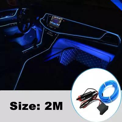 $15.84 • Buy 2M Blue LED Auto Car Interior Decor Atmosphere Wire Strip Light Lamp Accessories
