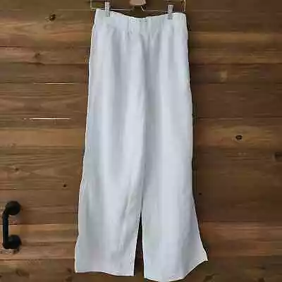 New H & M Linen Blend Wide Leg Elastic Waist Pants Pockets Womens Size S • $24