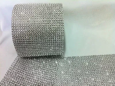 £10.99 • Buy 9Yards Diamante Effect, Rhinestone Mesh Ribbon Trimming Bridal Craft 