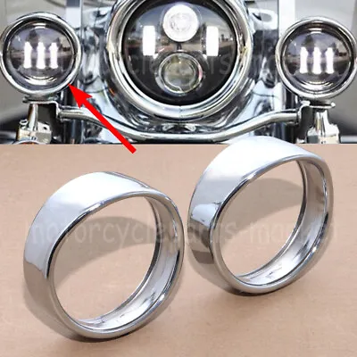 $28.98 • Buy 4.5  Visor Fog Passing Light Trim Ring Fit For Harley Touring Road King Softail
