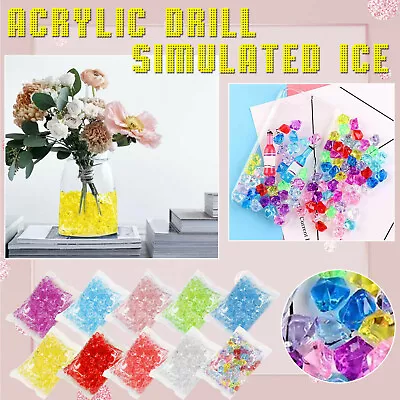 200PC DIY Artificial Acrylic Clear Fake Crushed Ice Rocks Diamond Ice Cubes Sets • £3.59