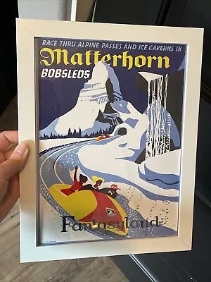 FRAMED Disney Attraction Poster Matterhorn Disneyland Vintage 13.5 X 10.5 Inch • $24.99