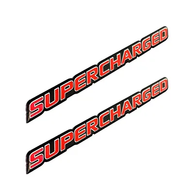 4pc Aluminum SUPERCHARGED Emblems - Black N Red Universal Emblems OEM Adhesive • $8.99