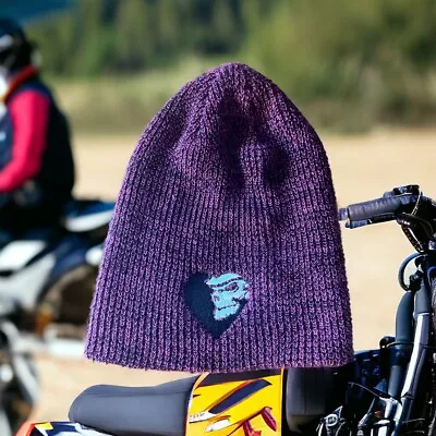 Metal Mulisha Unisex Beanie Hat Cap Skull With Heart Purple/Black • $16.99