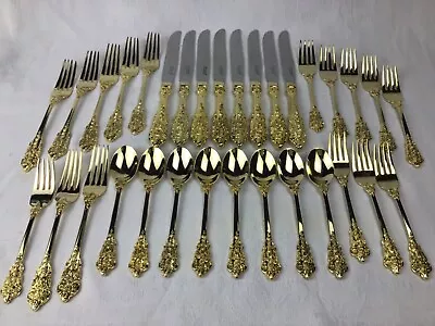 FB ROGERS Golden Grand Antique 32 Pc Flatware Set Electroplate Serves 8 VGUC • $60