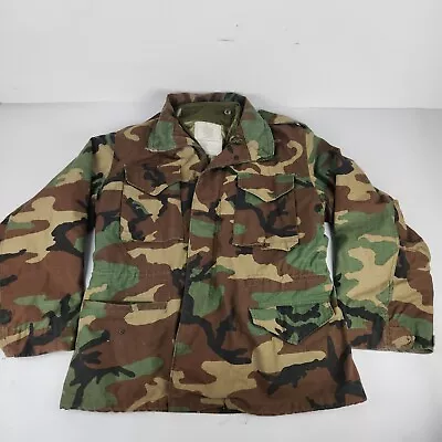 Vtg Alpha Industries Cold Weather Field Jacket Military M65 Woodland Camo Large • $74.95