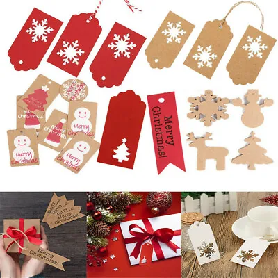 £2.99 • Buy 12 Style Kraft Paper Gift Tags Scallop Label Luggage Christmas Blank+20M Strings