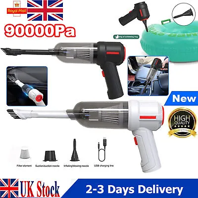 90000pa Powerful Car Vacuum Cleaner Wet/Dry Cordless Strong Suction Handheld • £13.99
