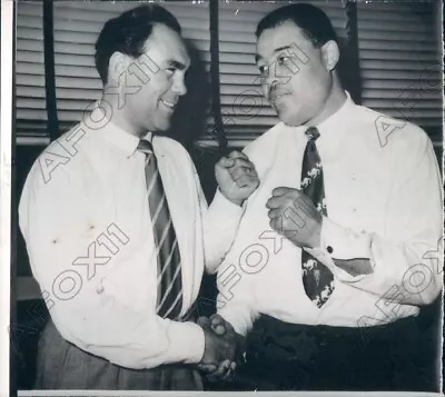 1954 Professional Boxers Max Schmeling & Joe Lewis Sparring Press Photo • $15