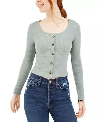 Hippie Rose Juniors Women's Pointelle Crop Top Green Size Extra Large • $14.49