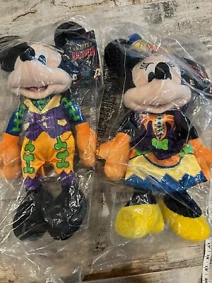 DISNEY 2023 HALLOWEEN Mickey & Minnie Mouse 15' Glow-In-The-Dark Plush Toy Set • $32.95