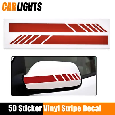 Red 5D Rearview Mirror Cover Car Sticker Trim Reflective Stripe Decal Waterproof • $4.43