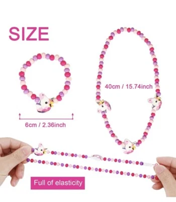 $7.99 • Buy Adorable Unicorn Necklace Bracelet Set Chunky Jewelry Girls Kids Gift Party