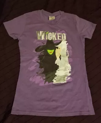 WICKED Broadway Show Musical Shirt Womens L Purple Short Sleeve Elphaba Galinda • $14.99