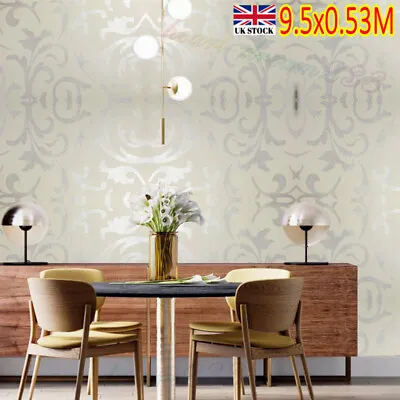 3D Victorian Damask Embossed Silver Grey Wallpaper TV-Backdrop Home Wall Paper • £6.98