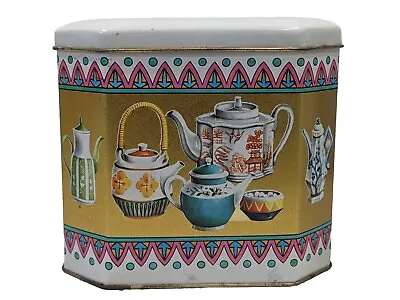 Teapots Tin VGT Octagon Metal Box Company 6 MB Container Made In Great Britain • $12.68