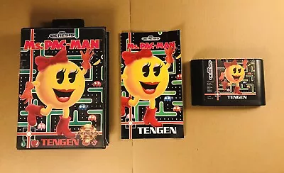 CIB (1991) Ms. Pac-Man Sega Genesis (Cart Case Manual & Tested) Fast Shipping! • $13