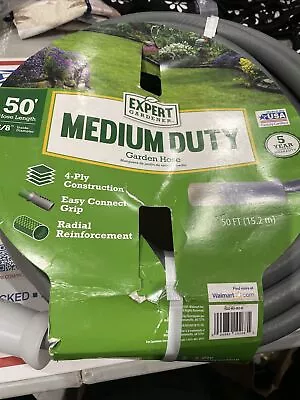 Expert Gardener 50 Foot Medium Duty PVC Garden Hose Gray 5/8” Diameter • $26.29