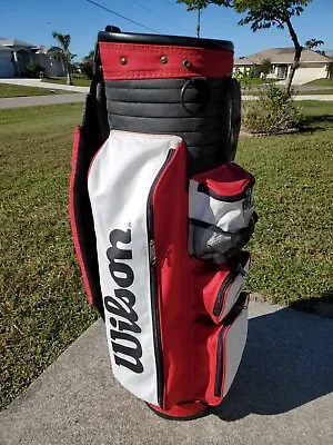 Vtg WILSON STAFF 6-Way Divider Golf Bag W/S STAFF Canvas Red White Embroidered  • $99.99