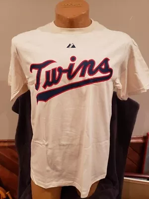 SWEET Minnesota Twins Joe Mauer Cream Adult Sz Md Majestic Jersey-T NEW&NICE!! • $14.99