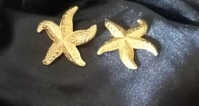 Vintage Avon Starfish Pierced Earrings Gold Tone Beach Stud Vacation Statement • $6