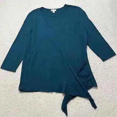 J. Jill Women's Petites Small Cotton Cashmere Blend Crewneck Faux Wrap Sweater • $22.49