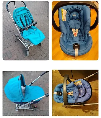 Mamas & Papas Urbo 2 Teal Pram Car Seat Carry Cot Bundle Pushchair Travel System • £80