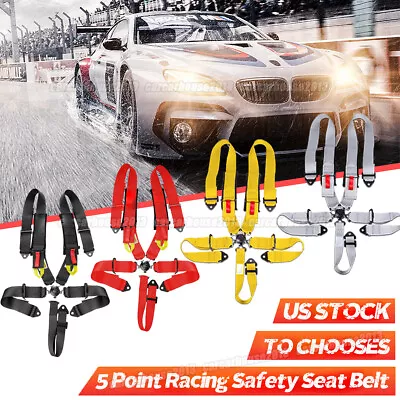 Black Race Car Seat Belts Safety 5 Point Safety Harness Auto Retractable ATV UTV • $63.99