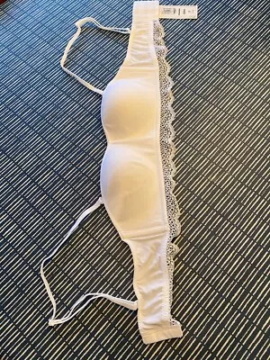 M & S NEW Cotton Strapless Bra With Lace Trim • £10