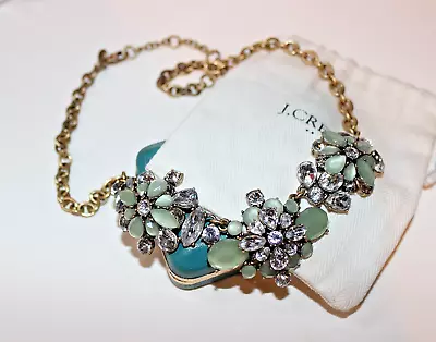 Vintage Signed J. Crew Yellow Gold-plated Rhinestone Crystal Necklace • $25.50