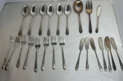 1935 Silver Mist Marigold WM Rogers Original Rogers Flatware Lot Vintage 24 Pcs • $30