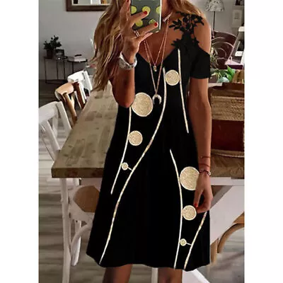 £7.99 • Buy Women Summer Holiday Midi Dress Ladies Boho Beach Floral Lace Sun Dresses  8-20